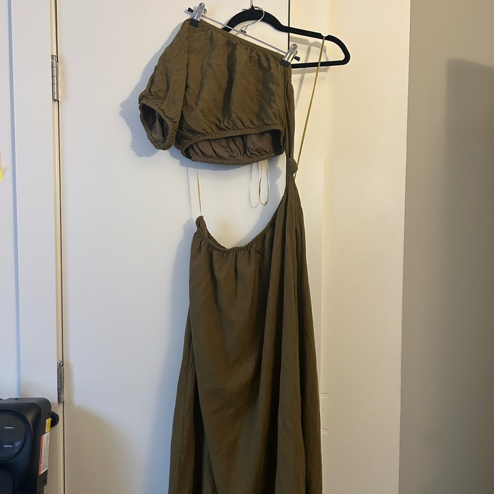 Olive Green Cutout Dress
